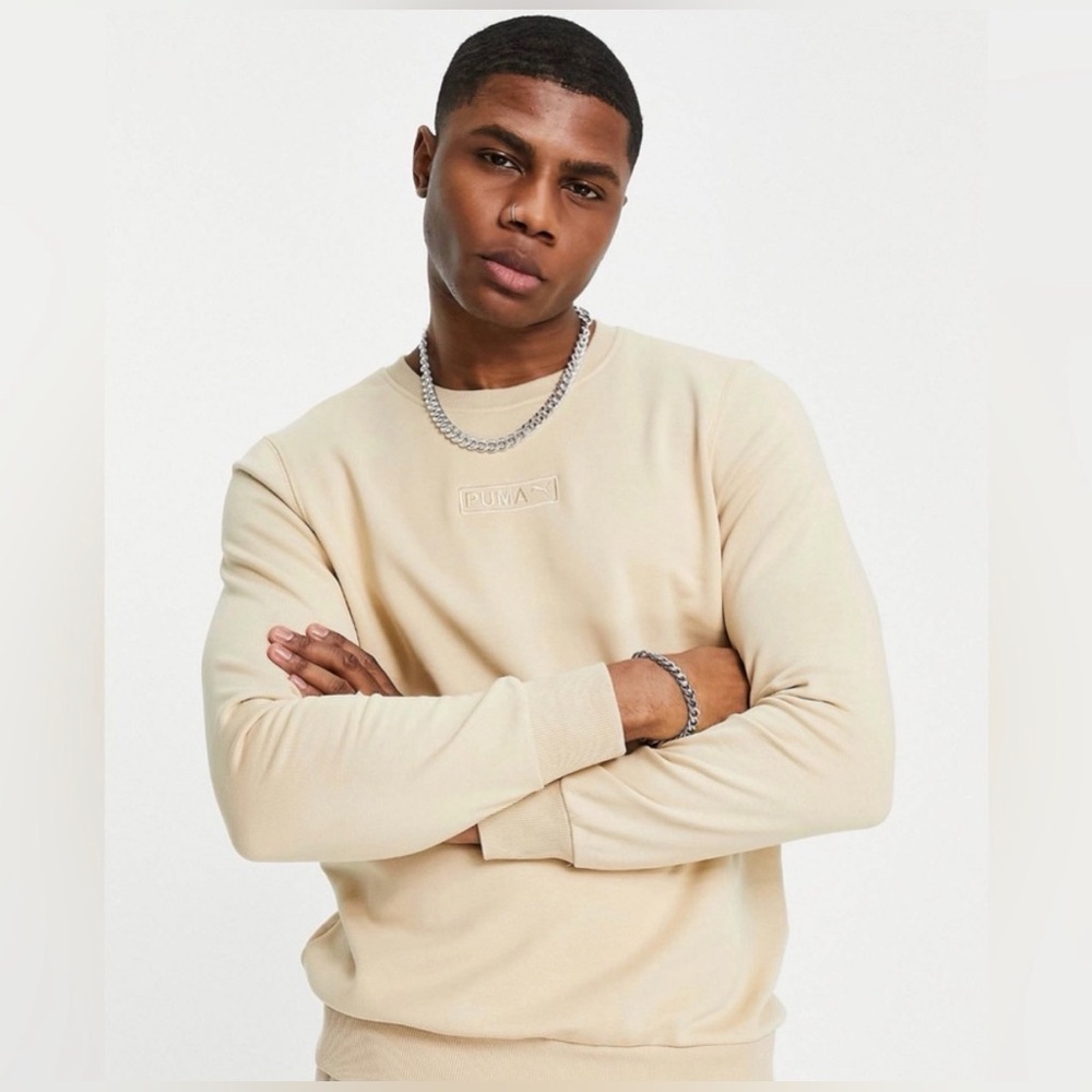 Puma Men's Beige Crewneck Sweater
